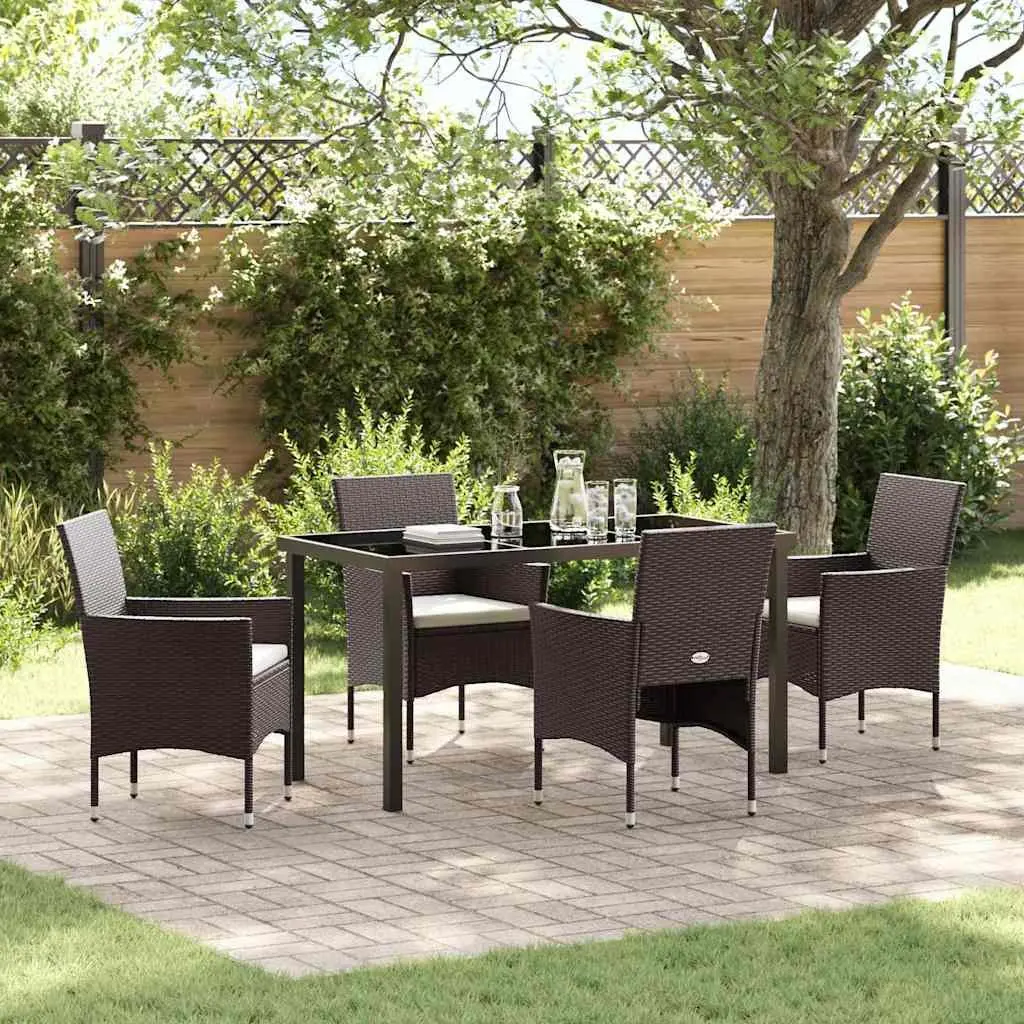5 Piece Garden Dining Set with Glass Table