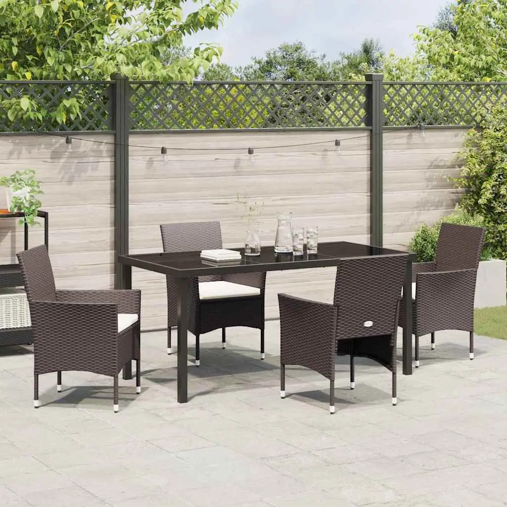 5 Piece Garden Dining Set with Glass Table
