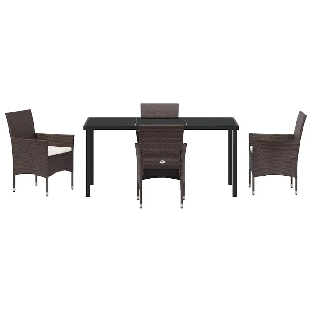 5 Piece Garden Dining Set with Glass Table
