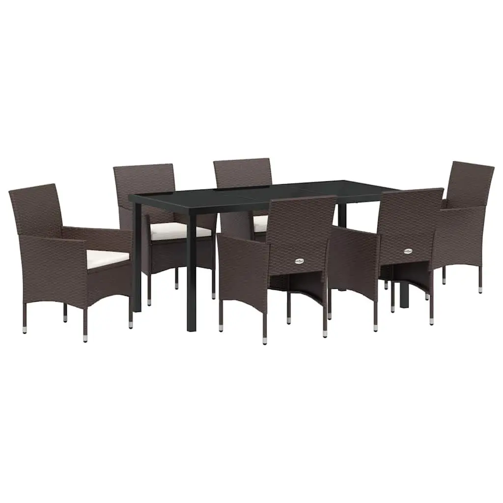 7 Piece Outdoor Garden Dining Set with Glass Top