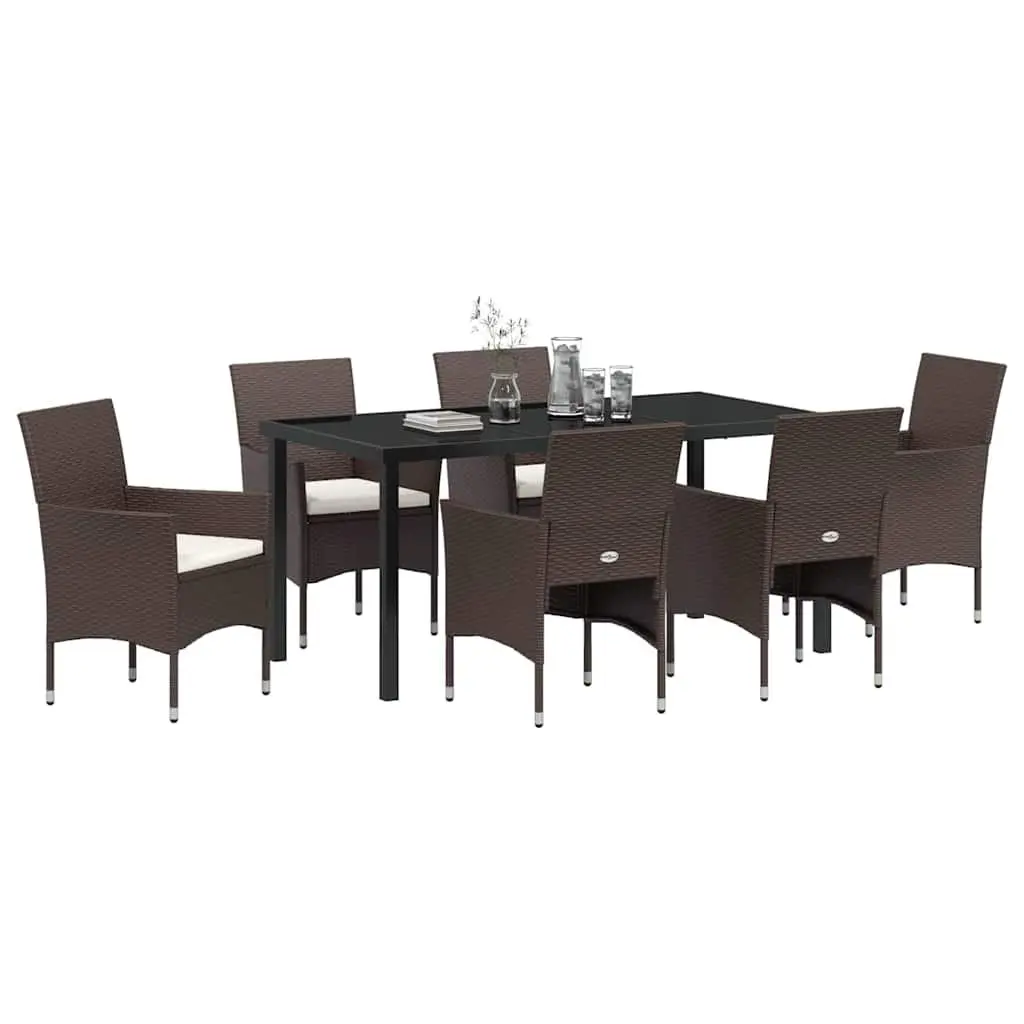 7 Piece Outdoor Garden Dining Set with Glass Top