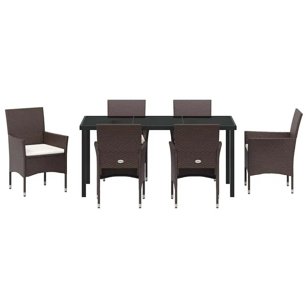 7 Piece Outdoor Garden Dining Set with Glass Top