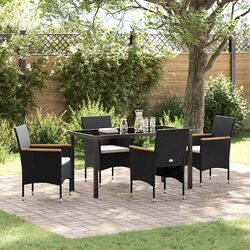 Outdoor Patio Dining Set - 5 Piece Black Rattan Furniture