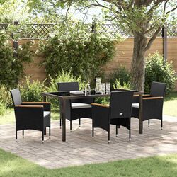 Durable 5-Piece Garden Dining Set in Black Poly Rattan