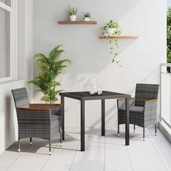 Outdoor Garden Dining Set 3-Piece Poly Rattan in Grey