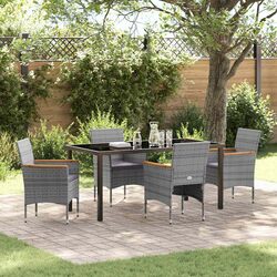 Stylish 5 Piece Garden Dining Set with Glass Top