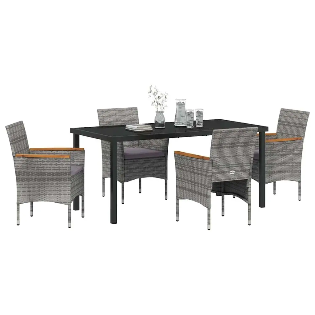 5 Piece Garden Dining Set with Glass Top