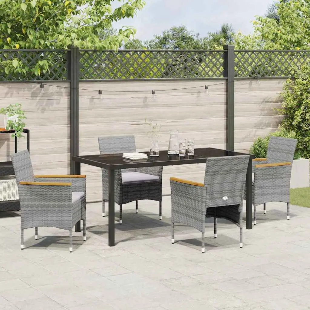 5 Piece Garden Dining Set with Glass Top
