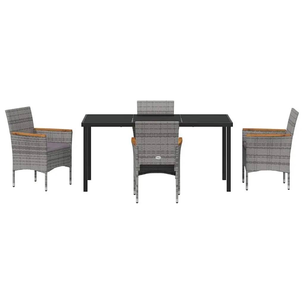 5 Piece Garden Dining Set with Glass Top