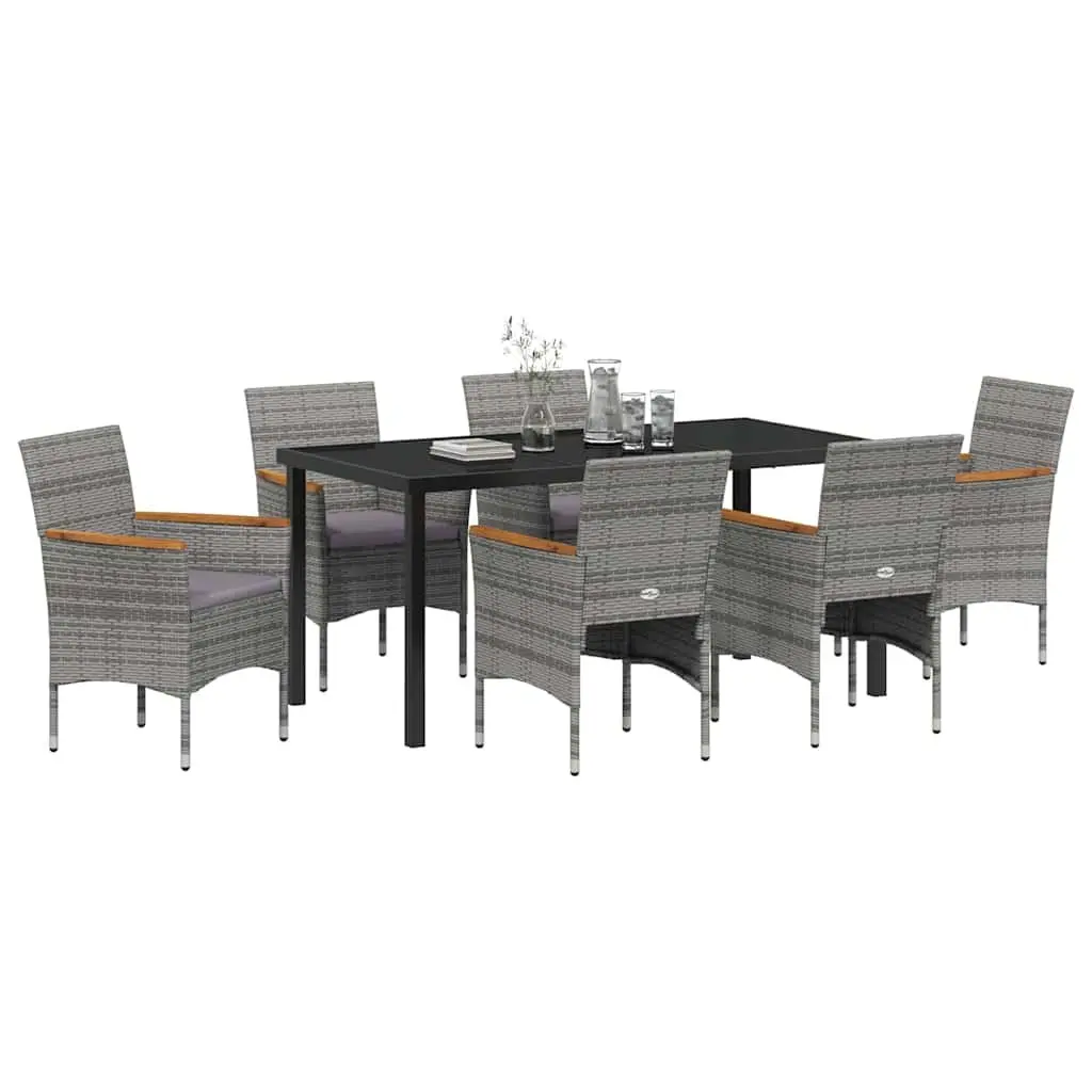 7 Piece Grey Poly Rattan Garden Dining Set