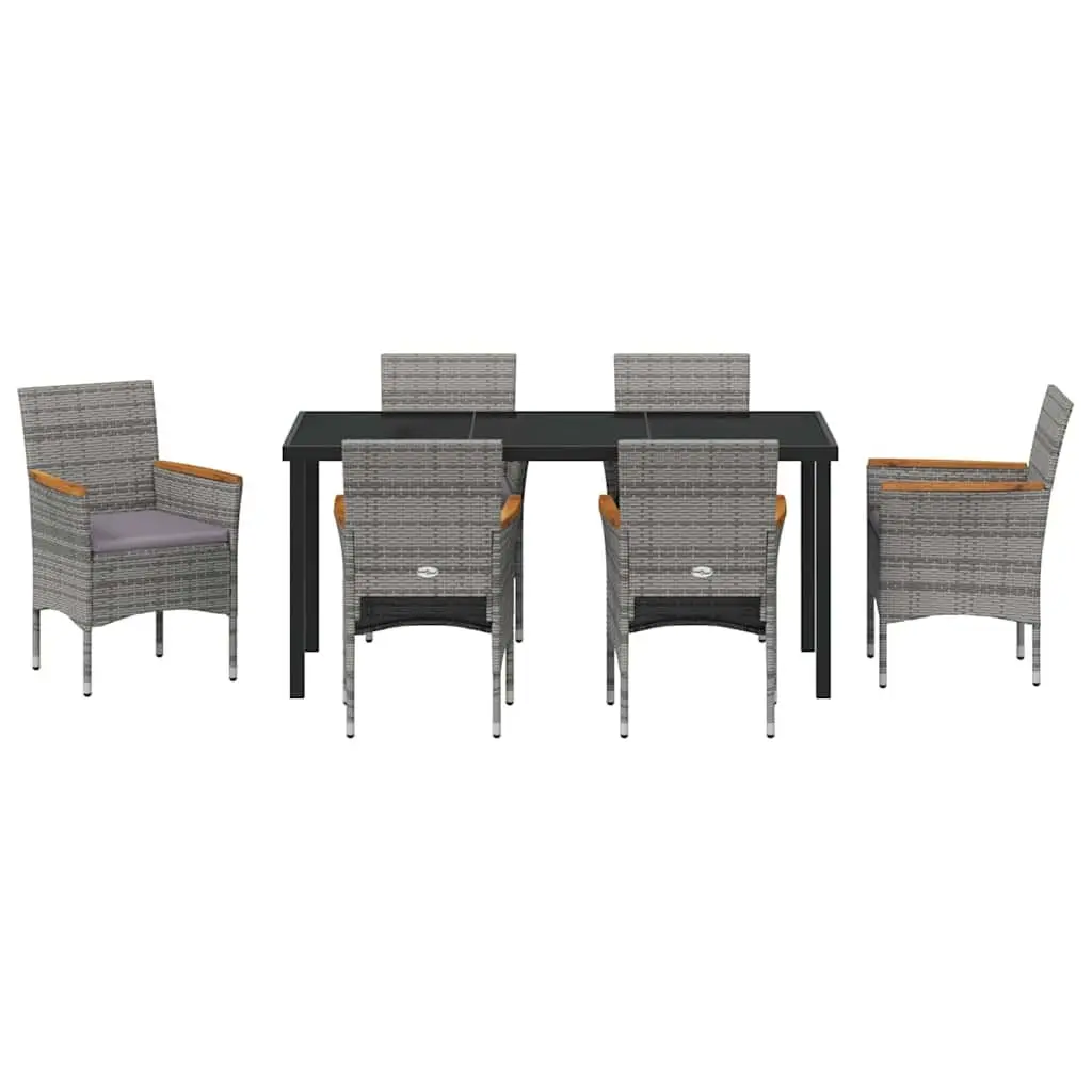 7 Piece Grey Poly Rattan Garden Dining Set