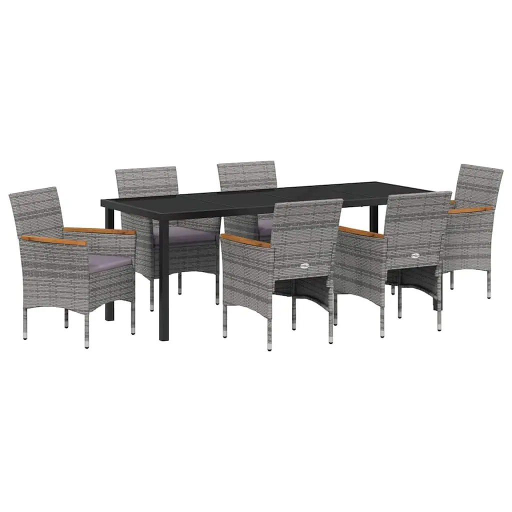 7-Piece Garden Dining Set with Grey Poly Rattan