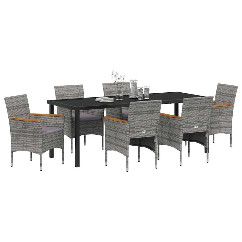7-Piece Garden Dining Set with Grey Poly Rattan
