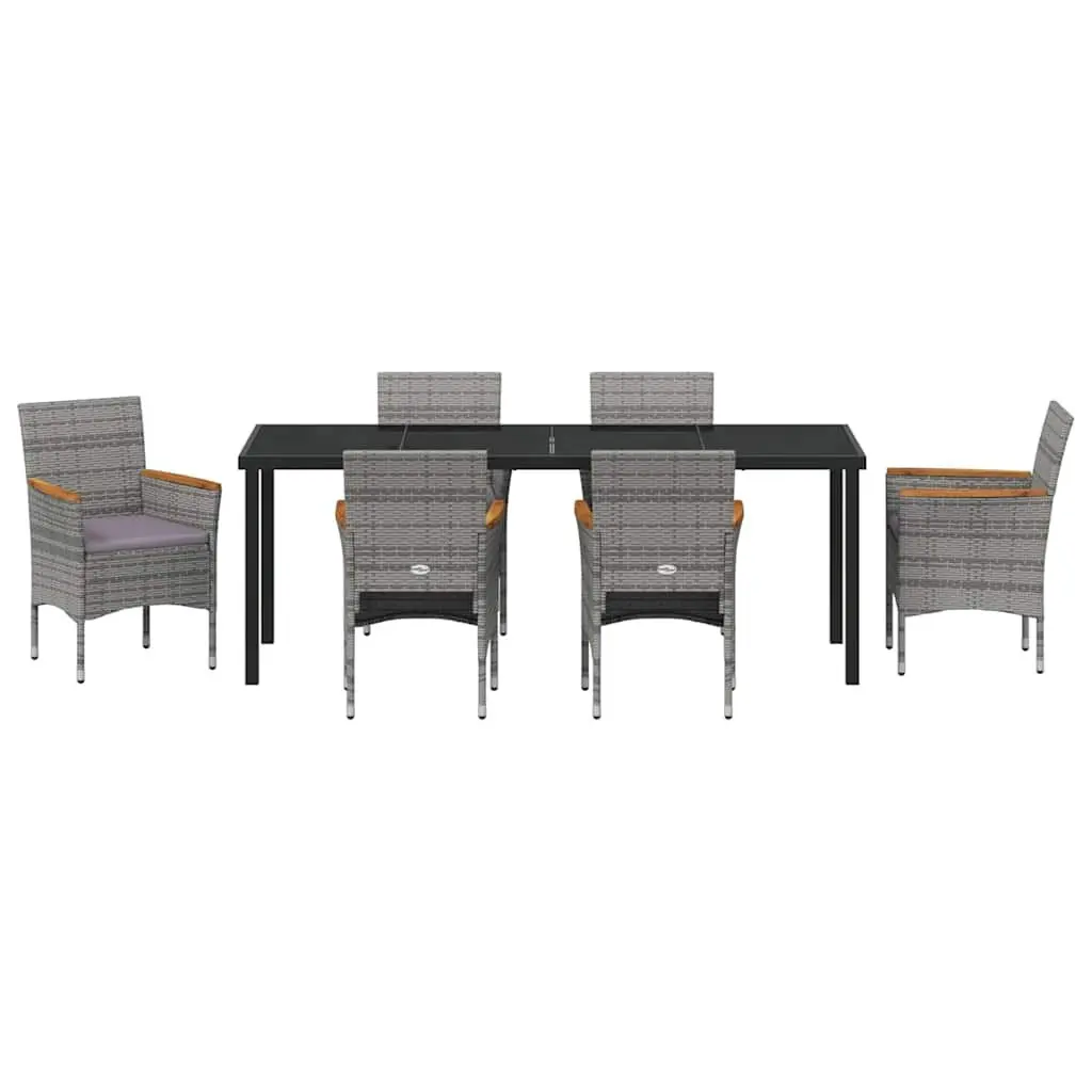 7-Piece Garden Dining Set with Grey Poly Rattan