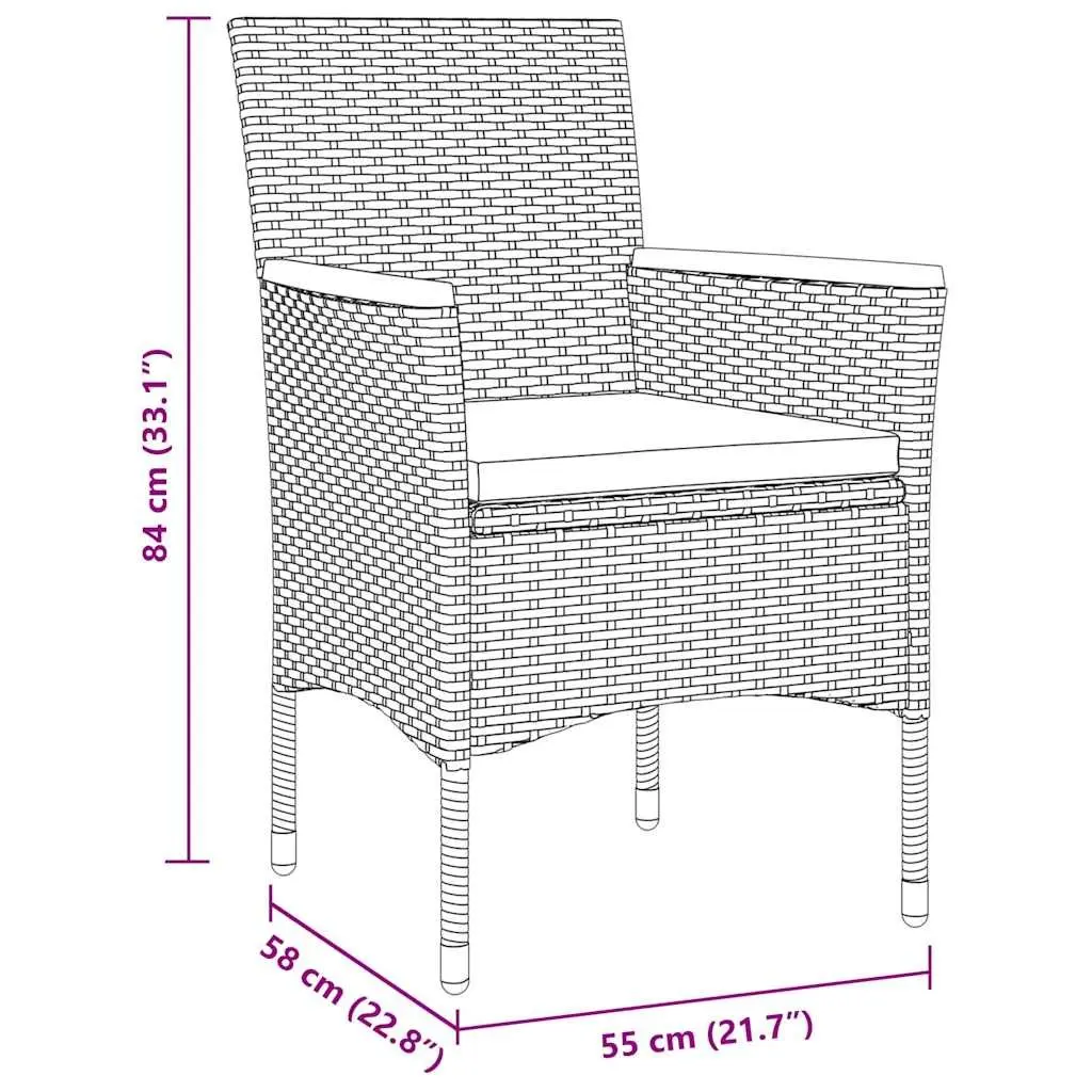 7-Piece Garden Dining Set with Grey Poly Rattan