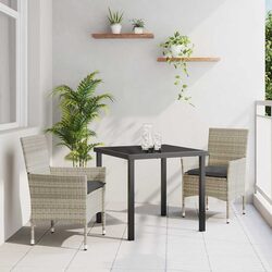 Light Grey 3-Piece Garden Dining Set with Cushions