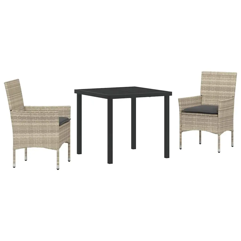 Light Grey 3-Piece Garden Dining Set with Cushions