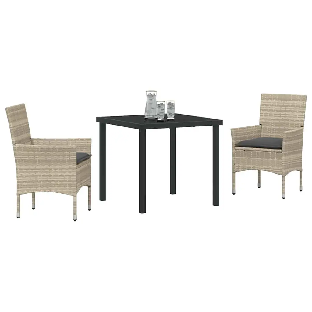 Light Grey 3-Piece Garden Dining Set with Cushions