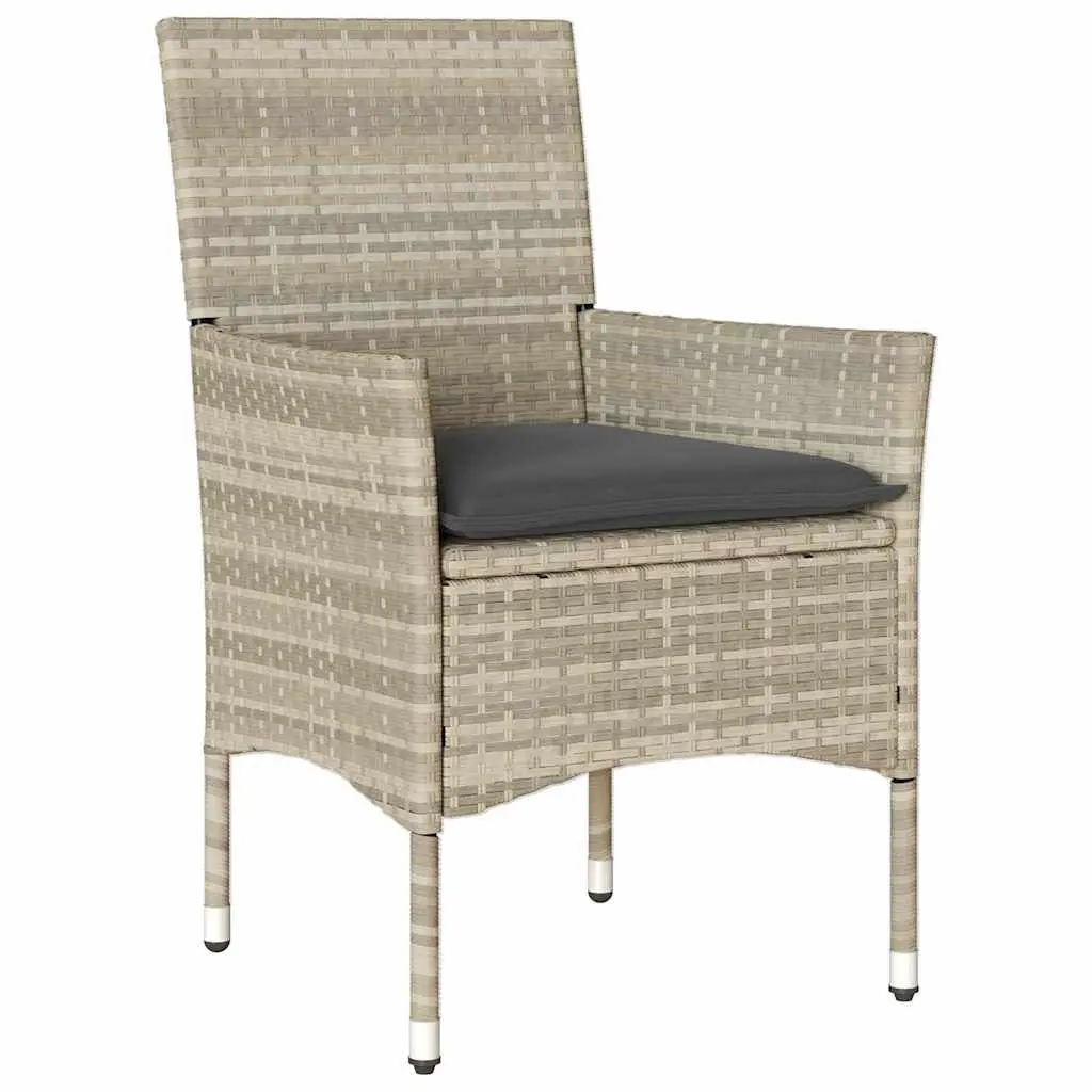 Light Grey 3-Piece Garden Dining Set with Cushions