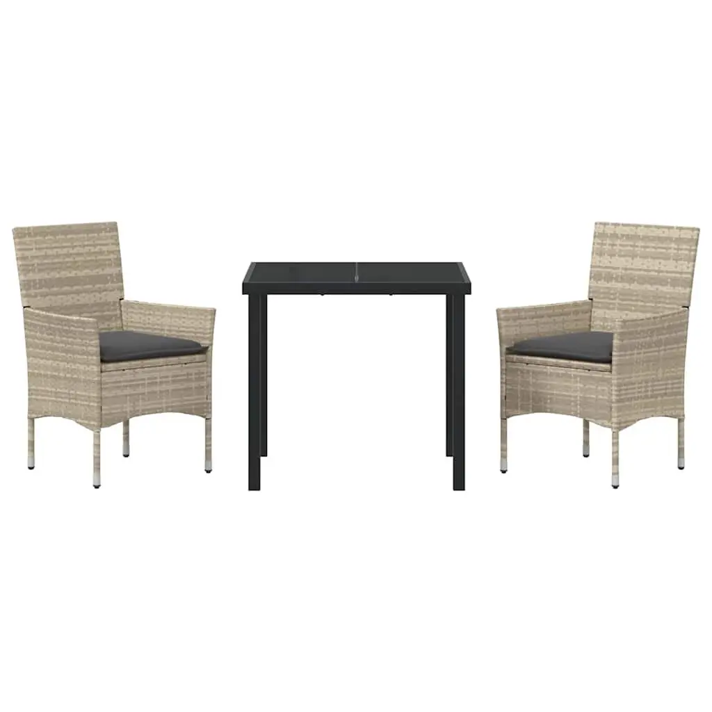 Light Grey 3-Piece Garden Dining Set with Cushions