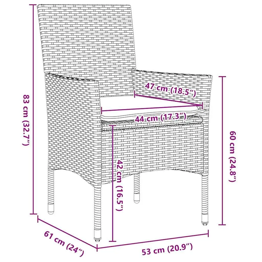 Light Grey 3-Piece Garden Dining Set with Cushions