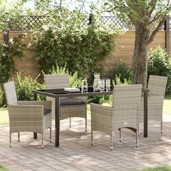 5-Piece Light Grey Outdoor Dining Set with Comfort