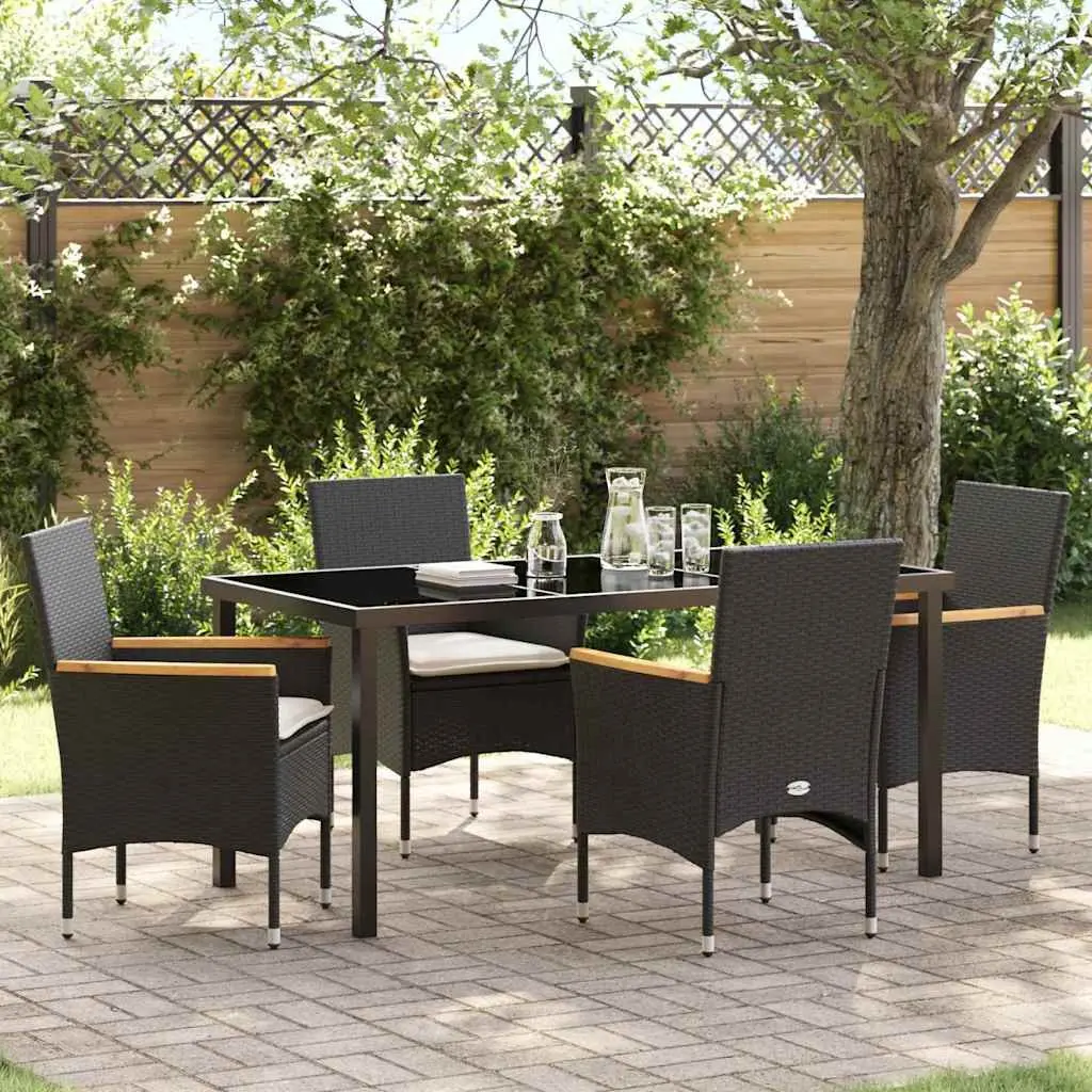 5-Piece Outdoor Garden Dining Set with Glass Table