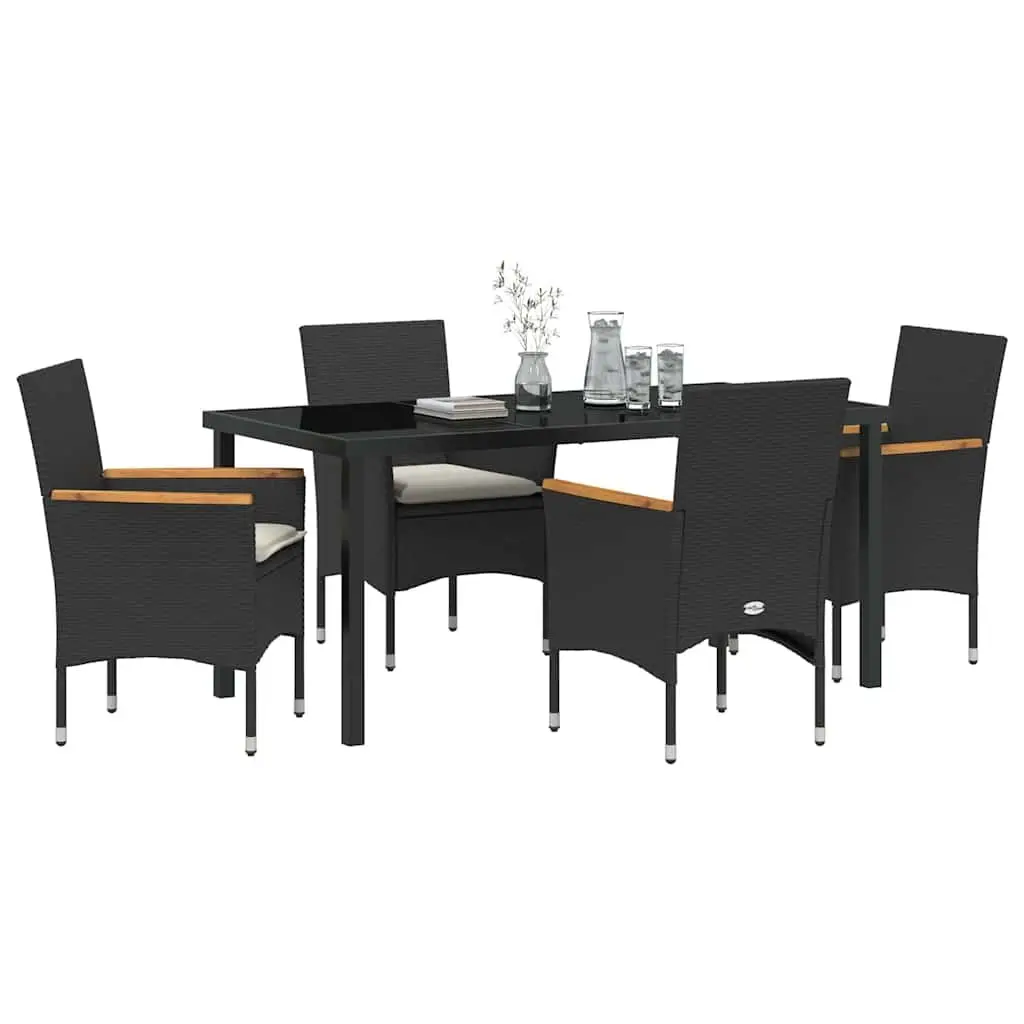 5-Piece Outdoor Garden Dining Set with Glass Table