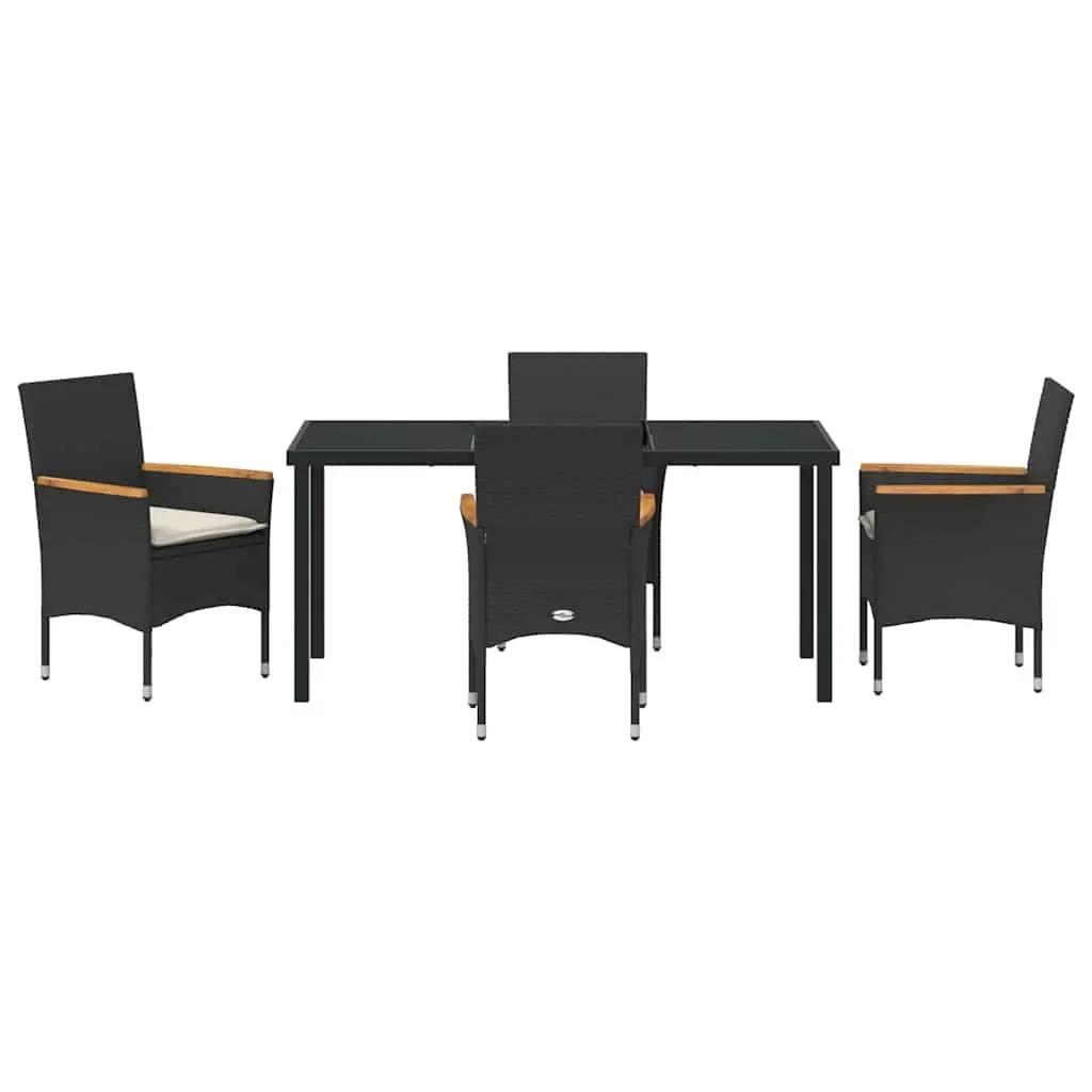 5-Piece Outdoor Garden Dining Set with Glass Table