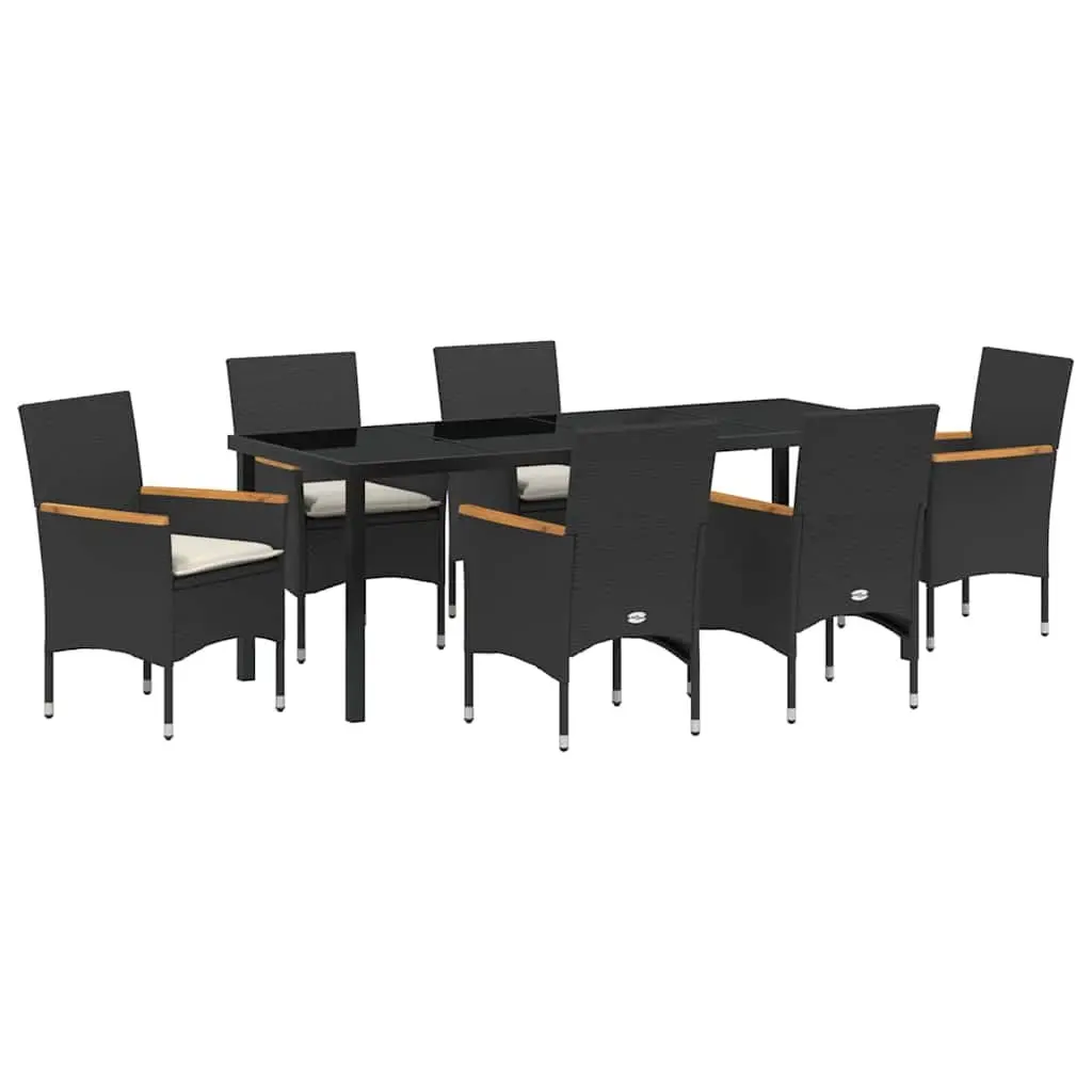 7-Piece Outdoor Dining Set in Black Poly Rattan