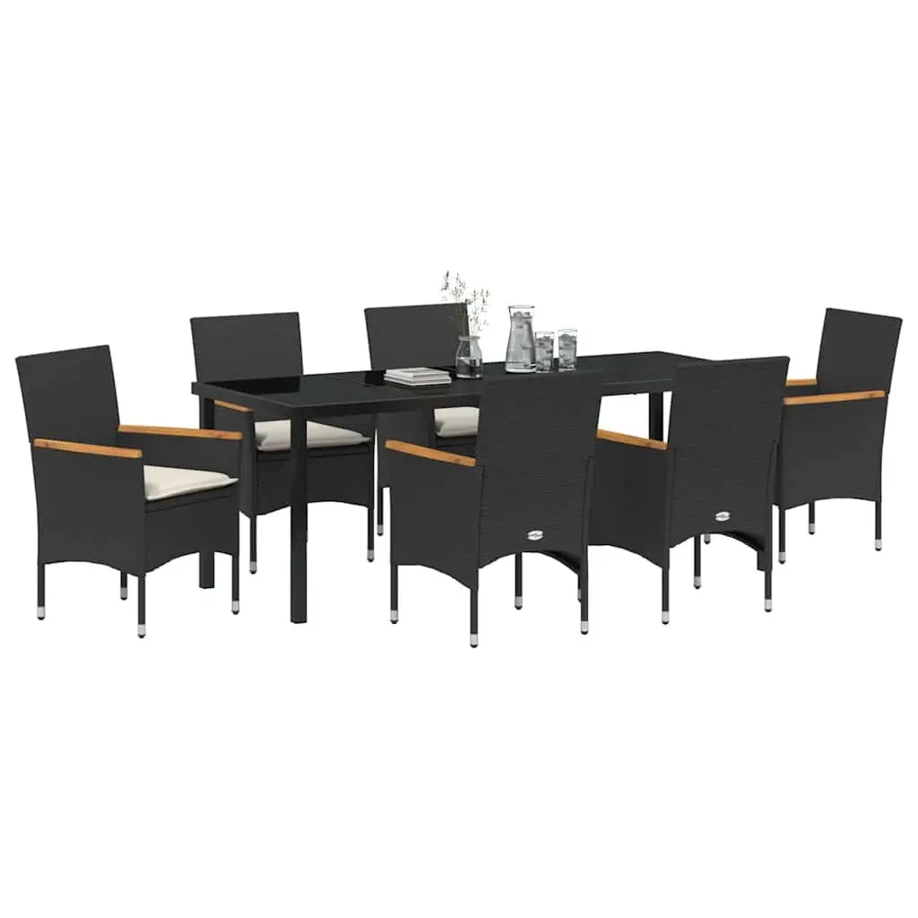 7-Piece Outdoor Dining Set in Black Poly Rattan