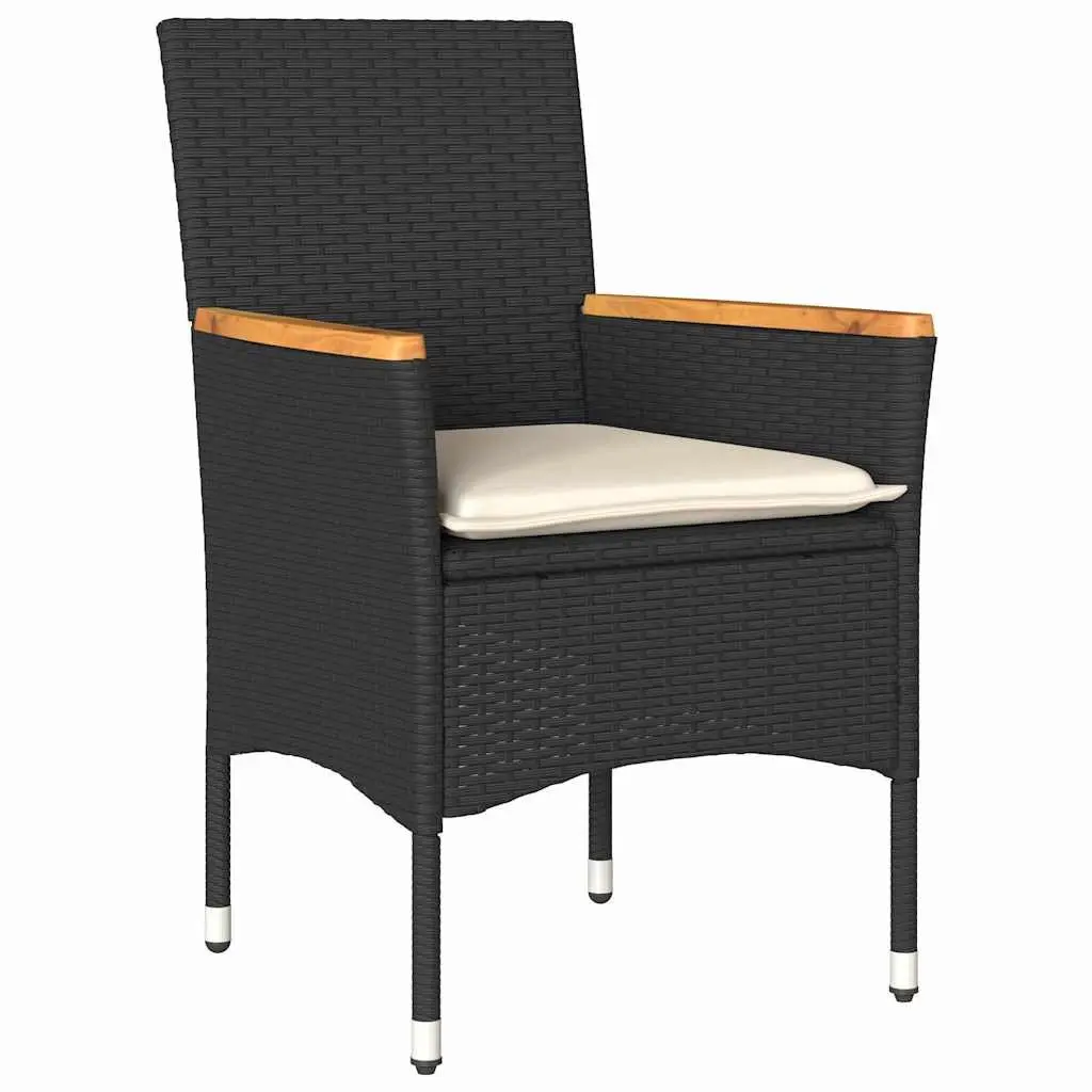 7-Piece Outdoor Dining Set in Black Poly Rattan