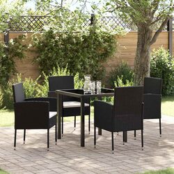 Premium Black Poly Rattan Garden Dining Set 5 Pcs