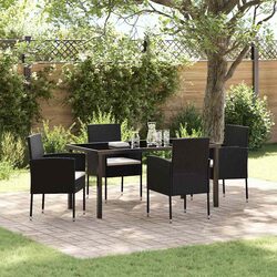 5 Piece Black Poly Rattan Garden Dining Set