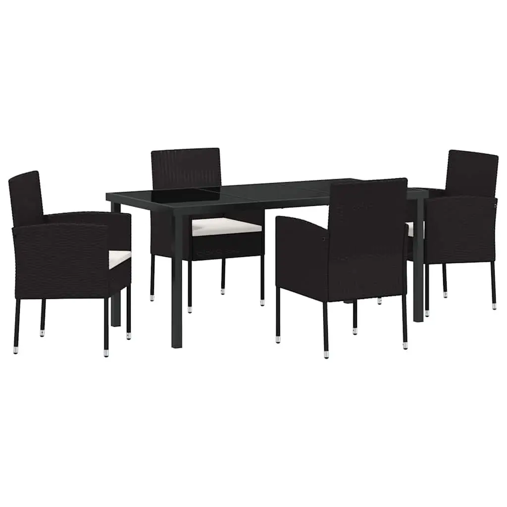 Garden Dining Set Poly Rattan 5 Piece Outdoor Furniture Table Chairs Black