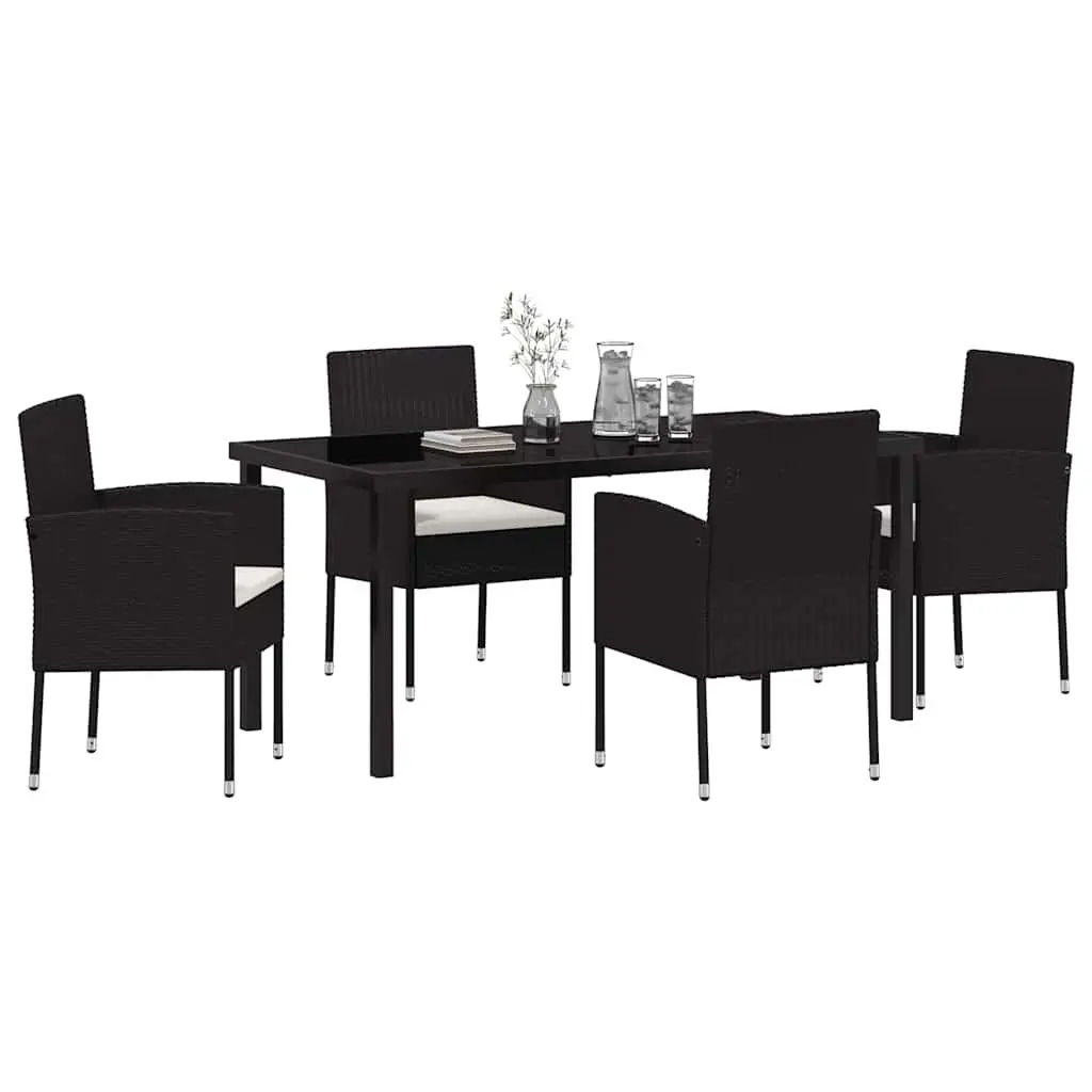Garden Dining Set Poly Rattan 5 Piece Outdoor Furniture Table Chairs Black