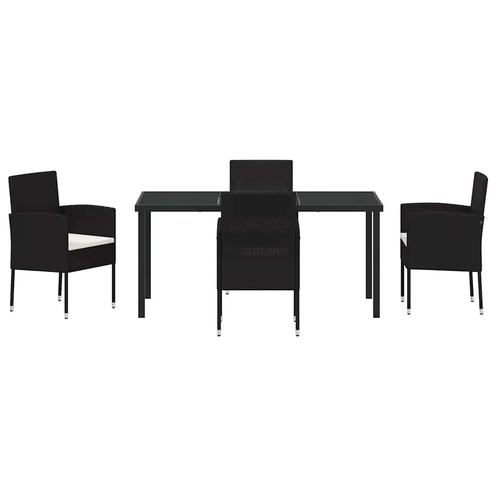 Garden Dining Set Poly Rattan 5 Piece Outdoor Furniture Table Chairs Black