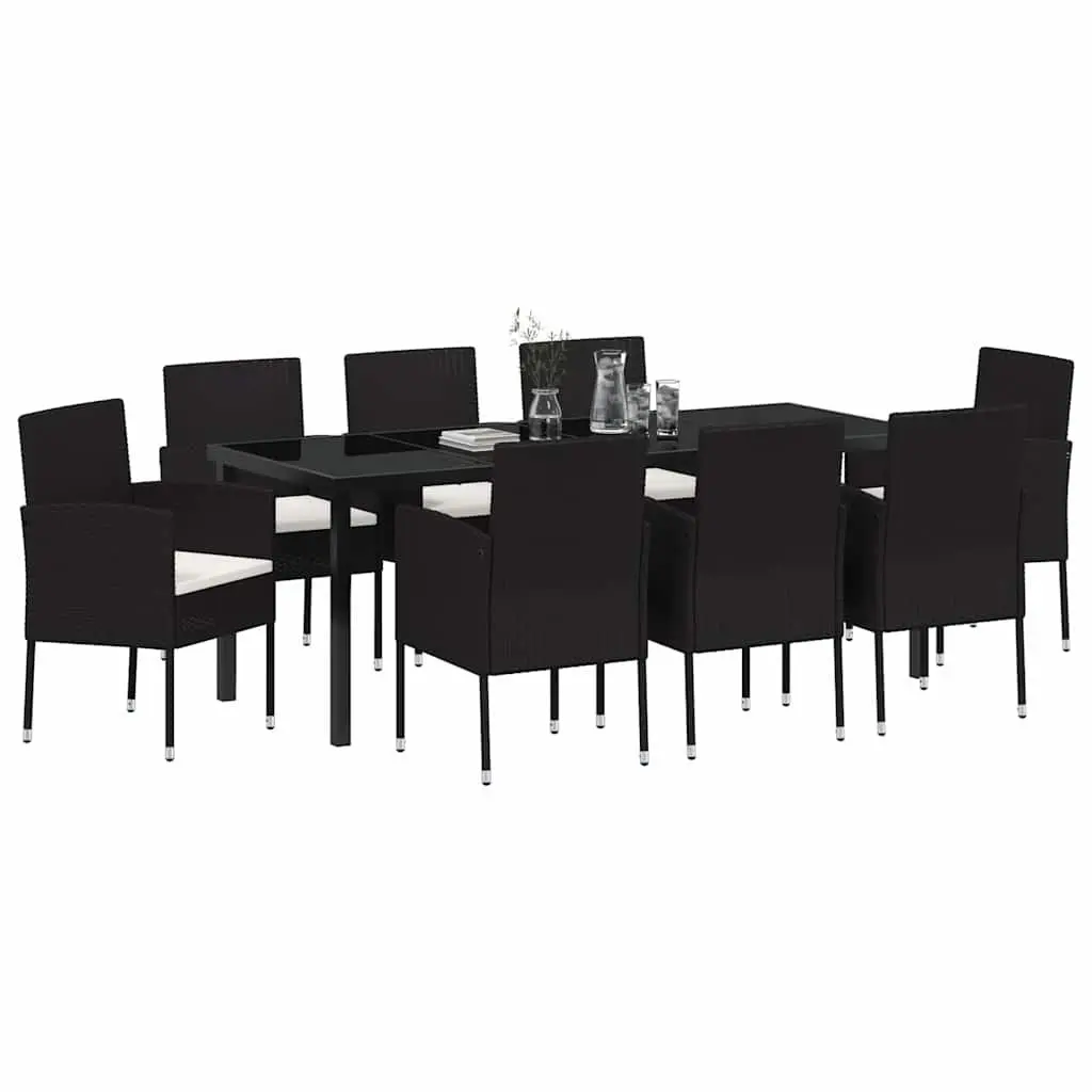 9-Piece Garden Dining Set with Black Finish
