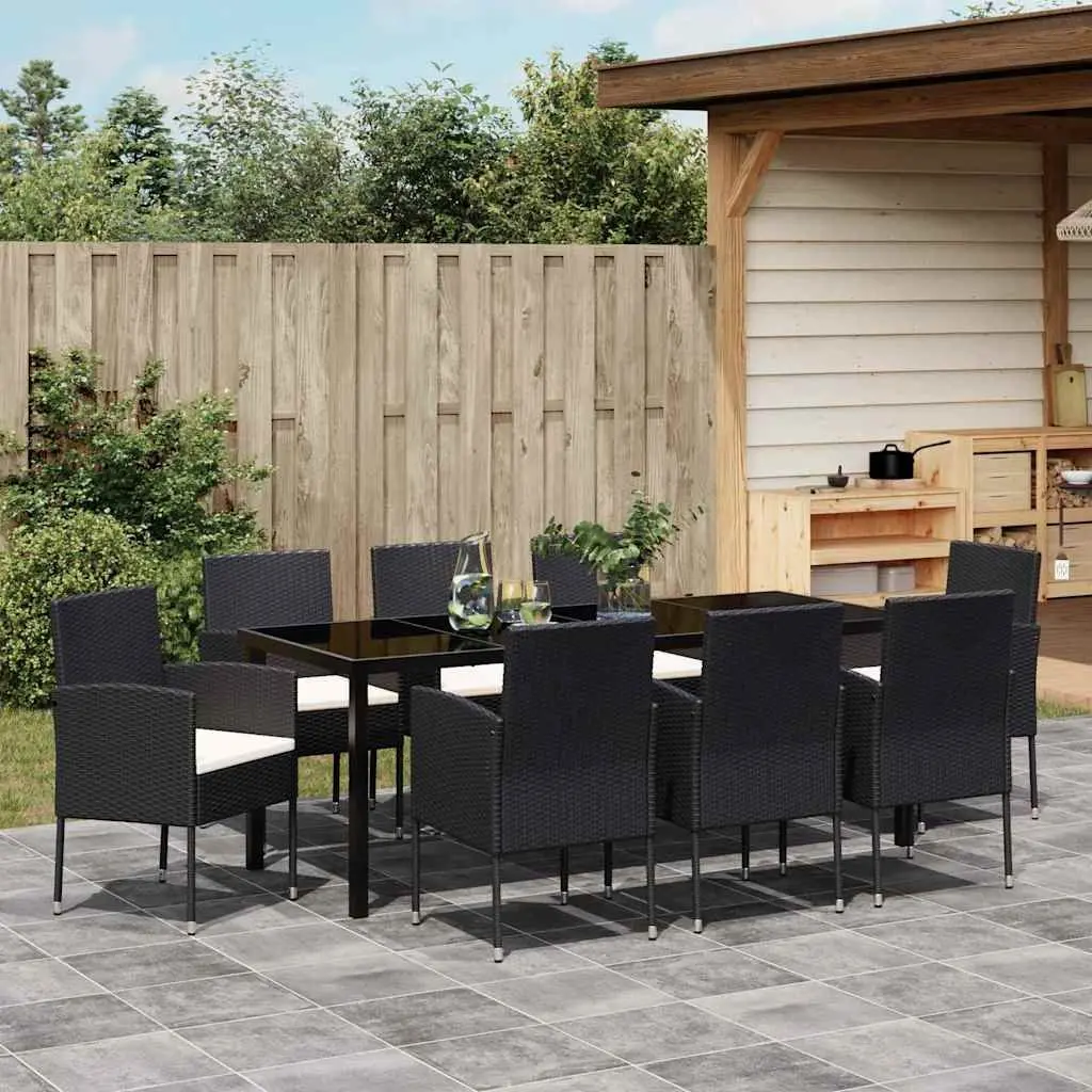 9-Piece Garden Dining Set with Black Finish