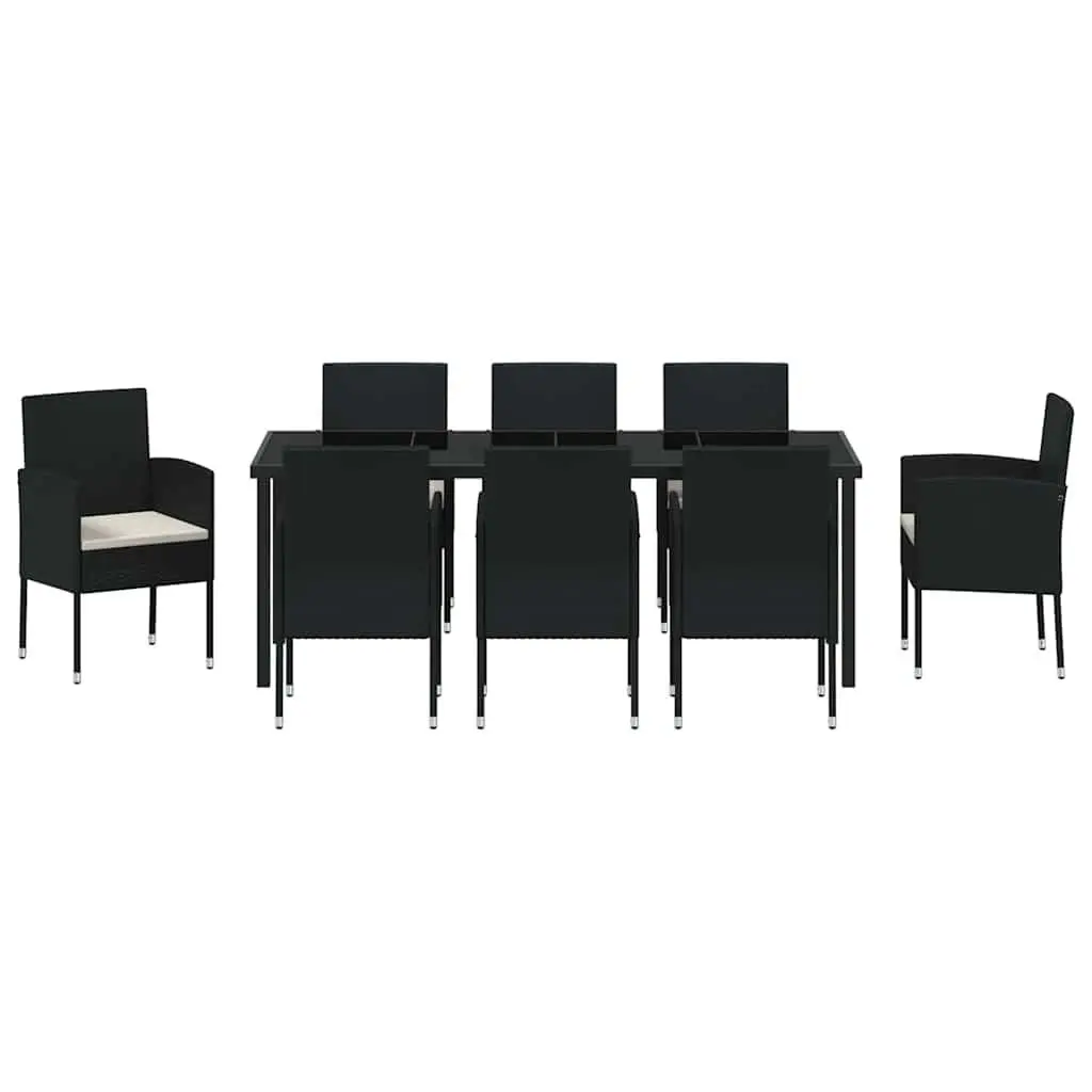 9-Piece Garden Dining Set with Black Finish