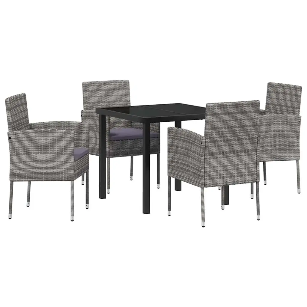 Garden Dining Set Poly Rattan Grey 5 Piece Outdoor Furniture Table Chairs