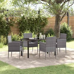 Premium 5-Piece Garden Dining Set in Grey Poly Rattan