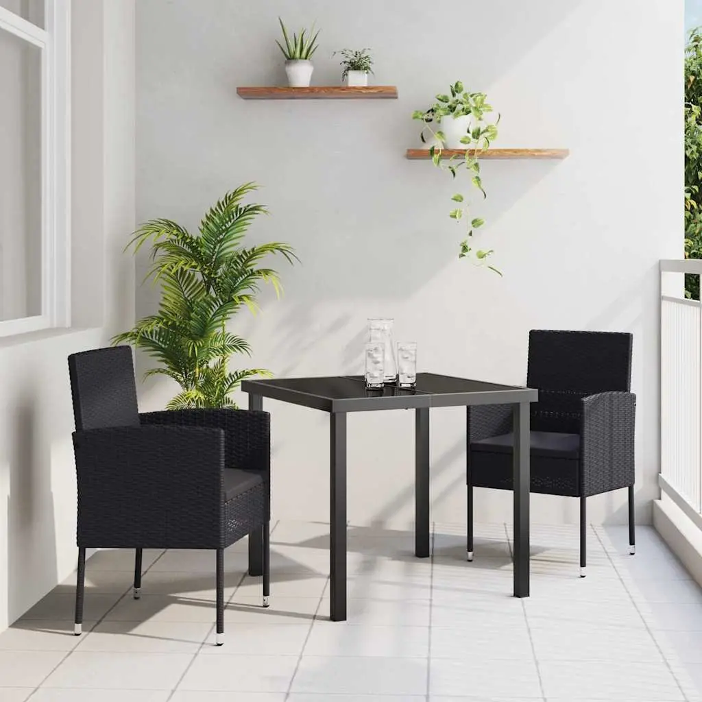 3-Piece Garden Dining Set with Glass Top