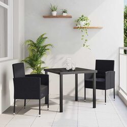 Durable 3-Piece Garden Dining Set with Glass Top