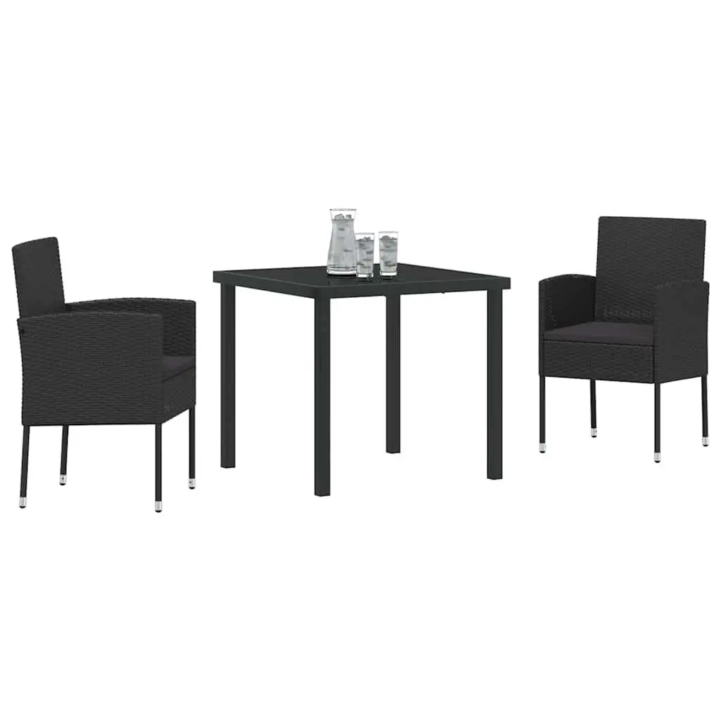 3-Piece Garden Dining Set with Glass Top