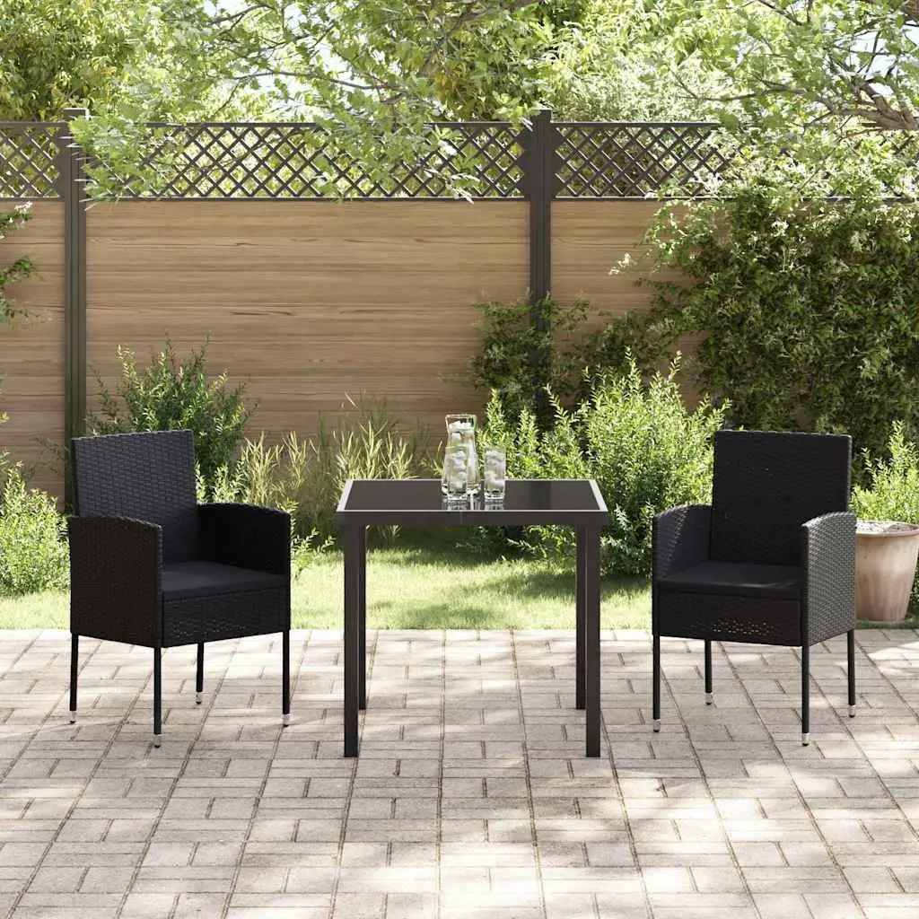 3-Piece Garden Dining Set with Glass Top