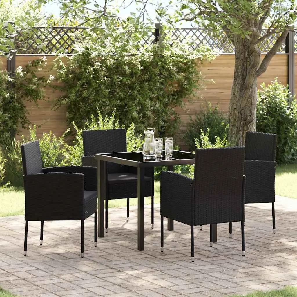 Garden Dining Set 5 Piece Outdoor Furniture Table Chairs with Cushions Black