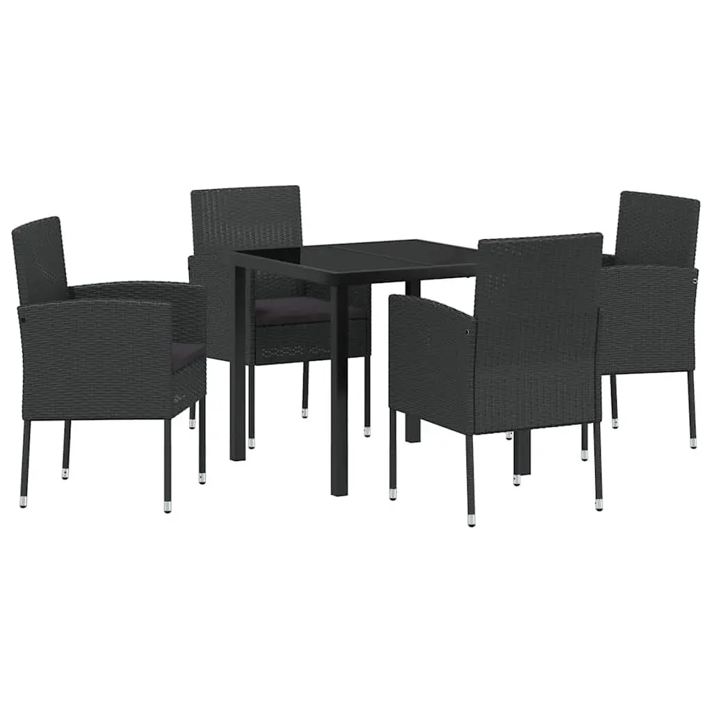 Garden Dining Set 5 Piece Outdoor Furniture Table Chairs with Cushions Black