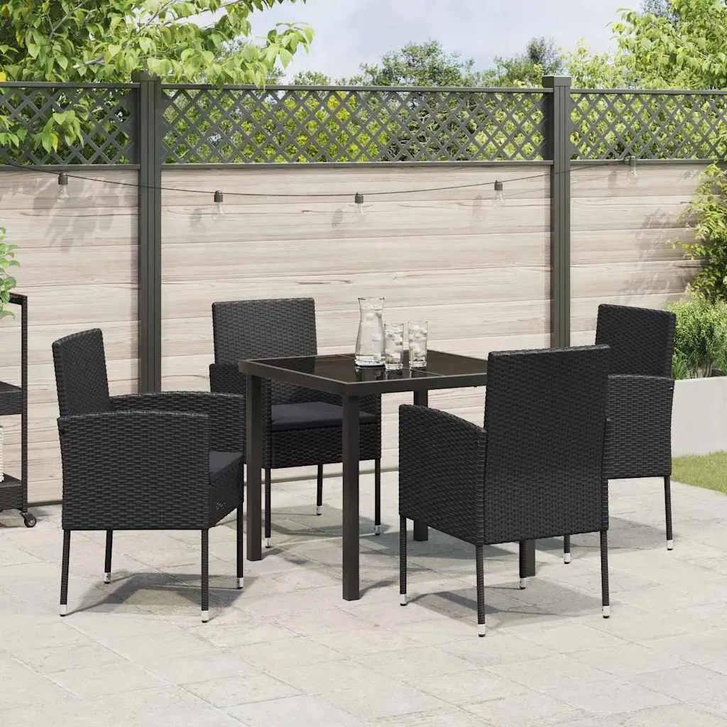 Garden Dining Set 5 Piece Outdoor Furniture Table Chairs with Cushions Black