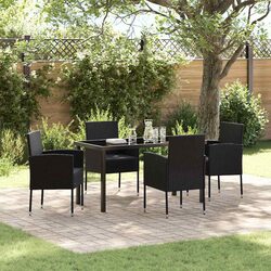 5 Piece Outdoor Dining Set in Black Poly Rattan